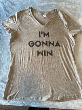 District Gray V-Neck Tee with "I'M GONNA WIN" Graphic